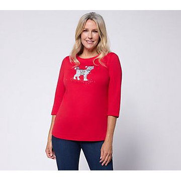 Quacker Factory Santa's Elves 3/4 Sleeve Top