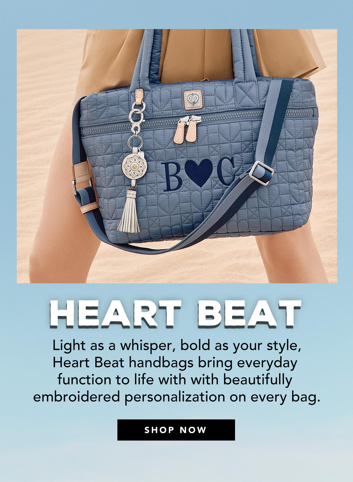 Heart Beat - Light as a whisper, bold as your style, Heart Beat handbags bring everyday function to life with beautifully embroidered personalization on every bag. - Shop Now