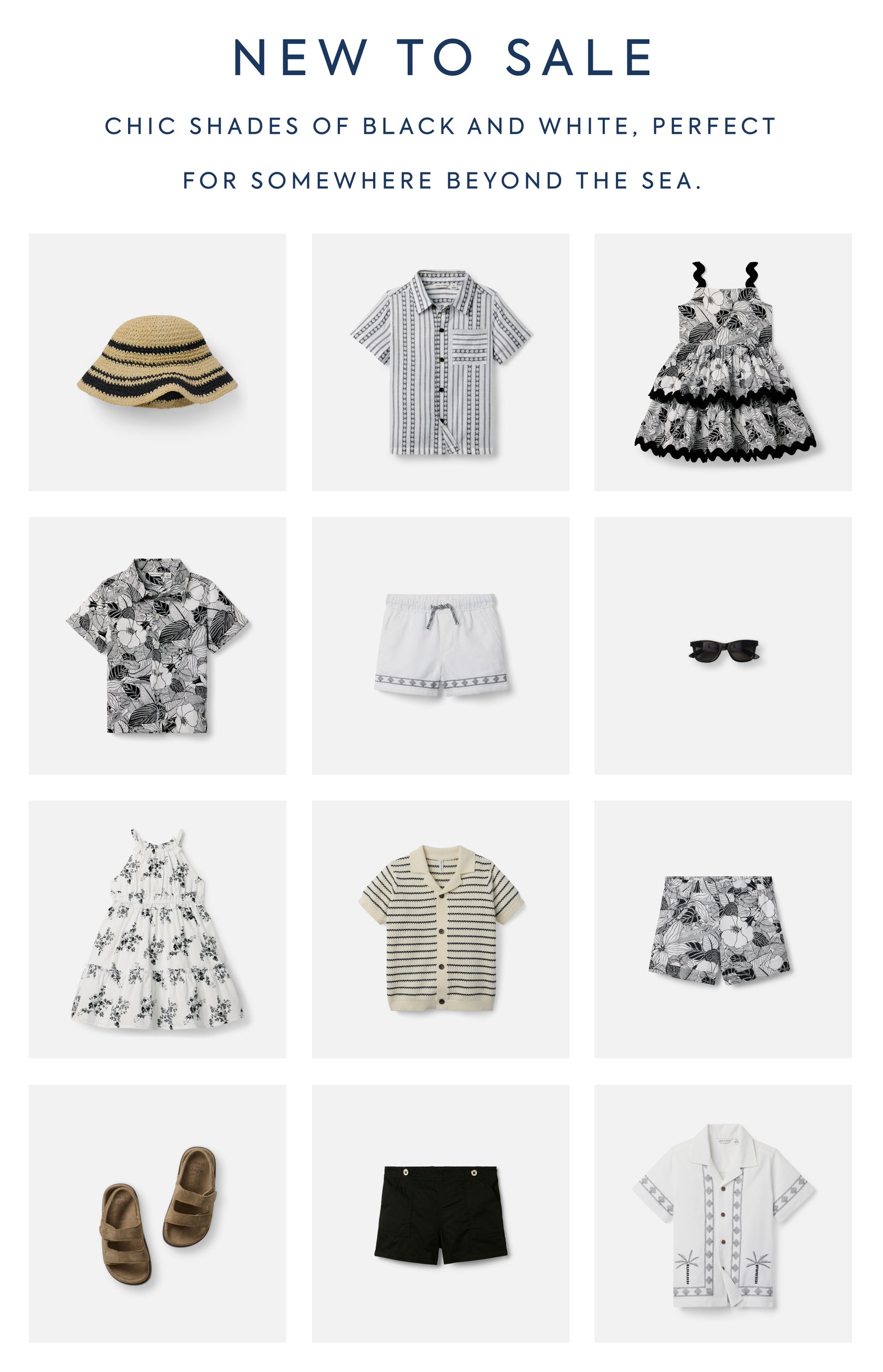 NEW TO SALE - CHIC SHADES OF BLACK AND WHITE, PERFECT FOR SOMEWHERE BEYOND THE SEA.