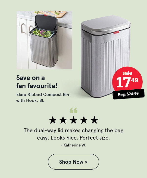 Elara Ribbed 'Fingerprint-Proof' Compost Bin