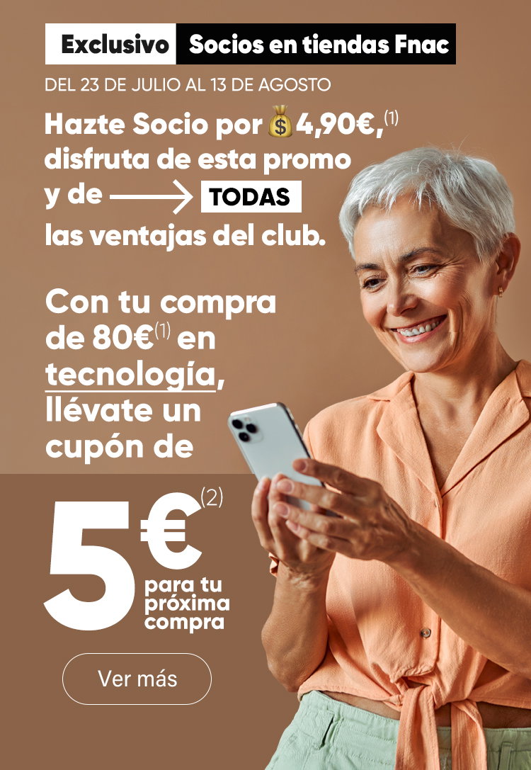 HAZTE SOCIO POR 4,90€CON TU COMPRA DE 80€ EN TECNOLOGÍA LLÉVATE UN CUPÓN DE 5€