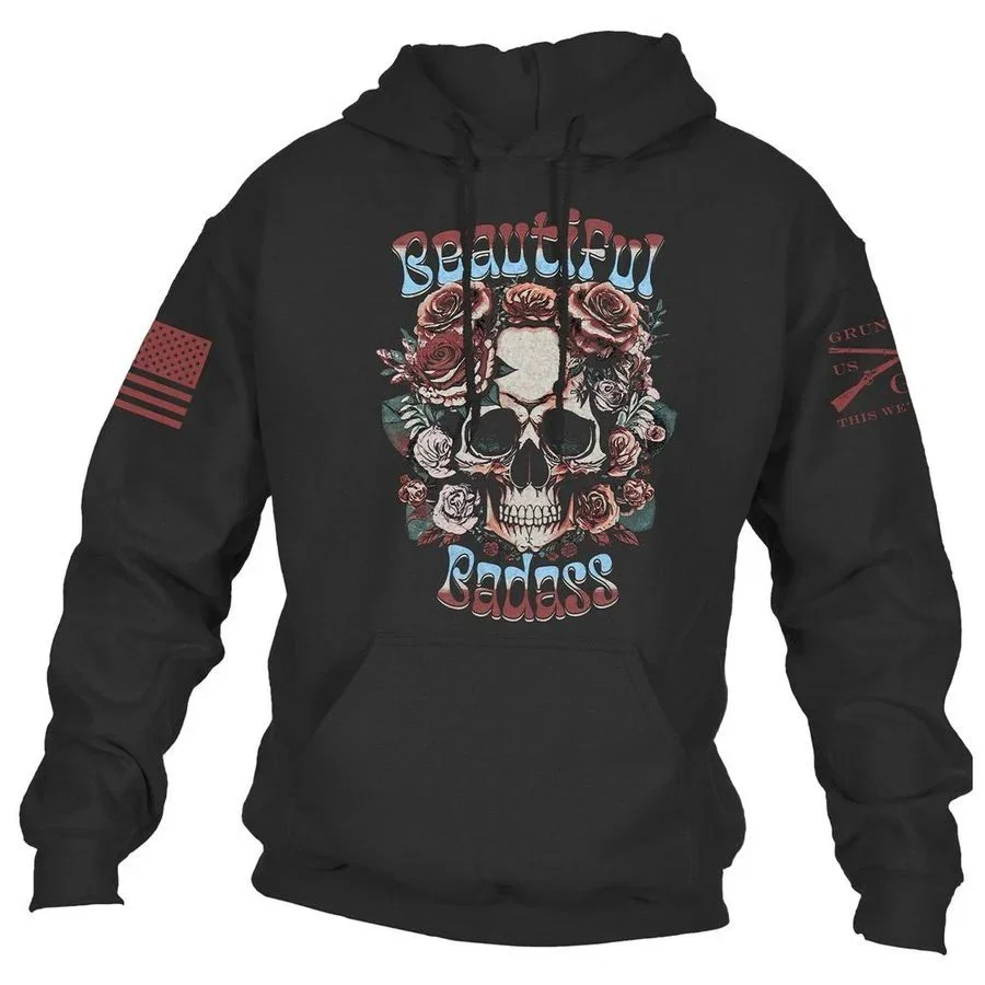 Image of Women's Beautiful Badass Floral Hoodie - Black
