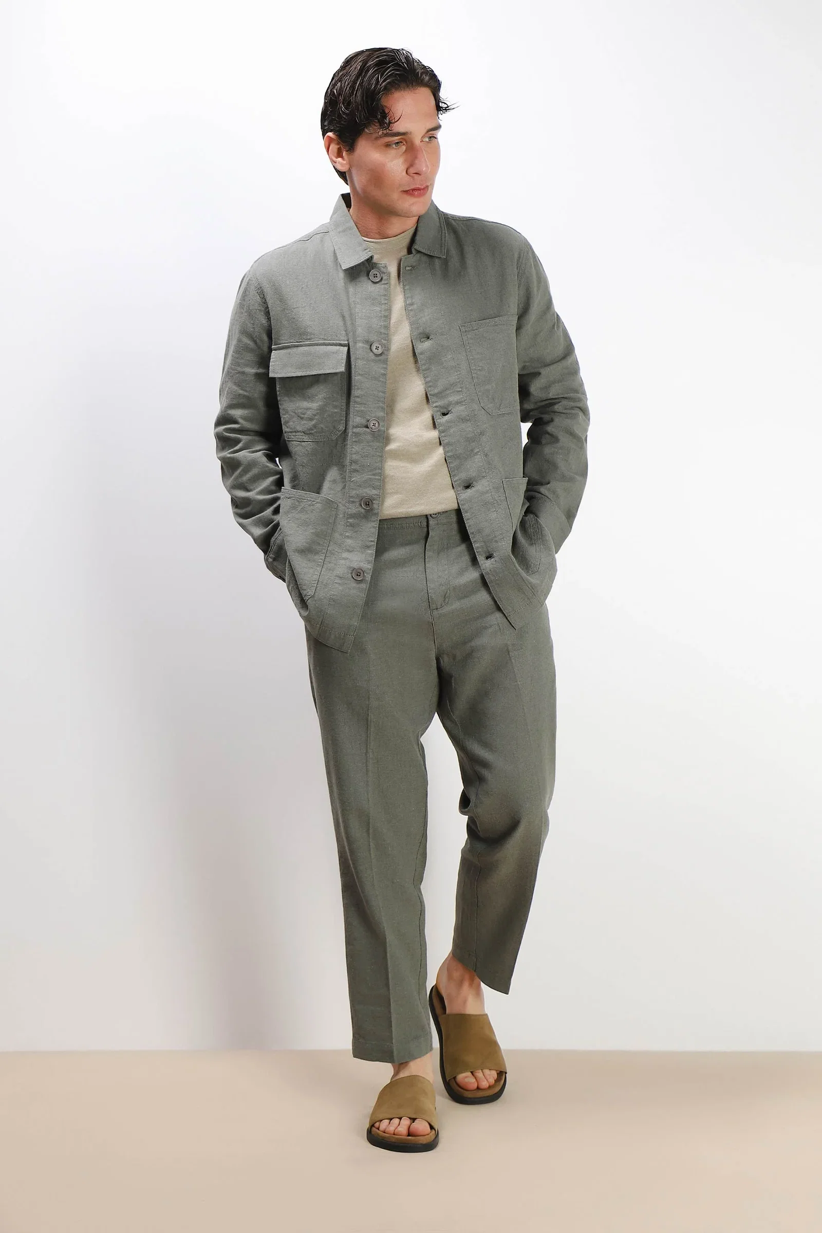 Image of PANTALONE MISTO LINO 