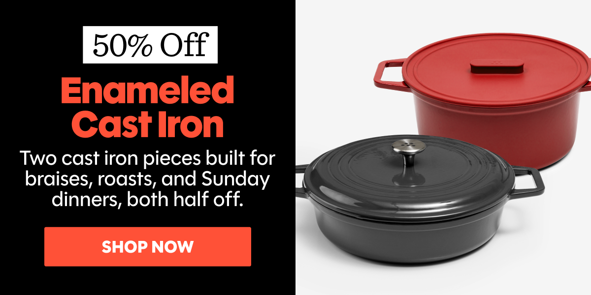 Two cast iron pieces built for braises, roasts, and Sunday dinners, both half off. 