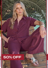 LTS Tall Dark Red Cotton Cheescloth Wide Leg Trousers