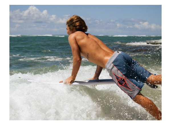 Medium Length Boardshorts - Fixed waist, hits at the knee for both performance and style. 