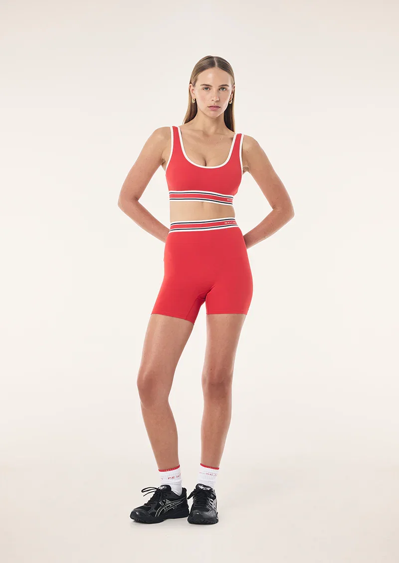 Image of AVANT 5" BIKE SHORT IN COLLEGE RED