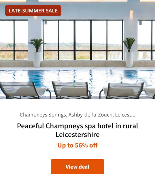 Peaceful Champneys spa hotel in rural Leicestershire