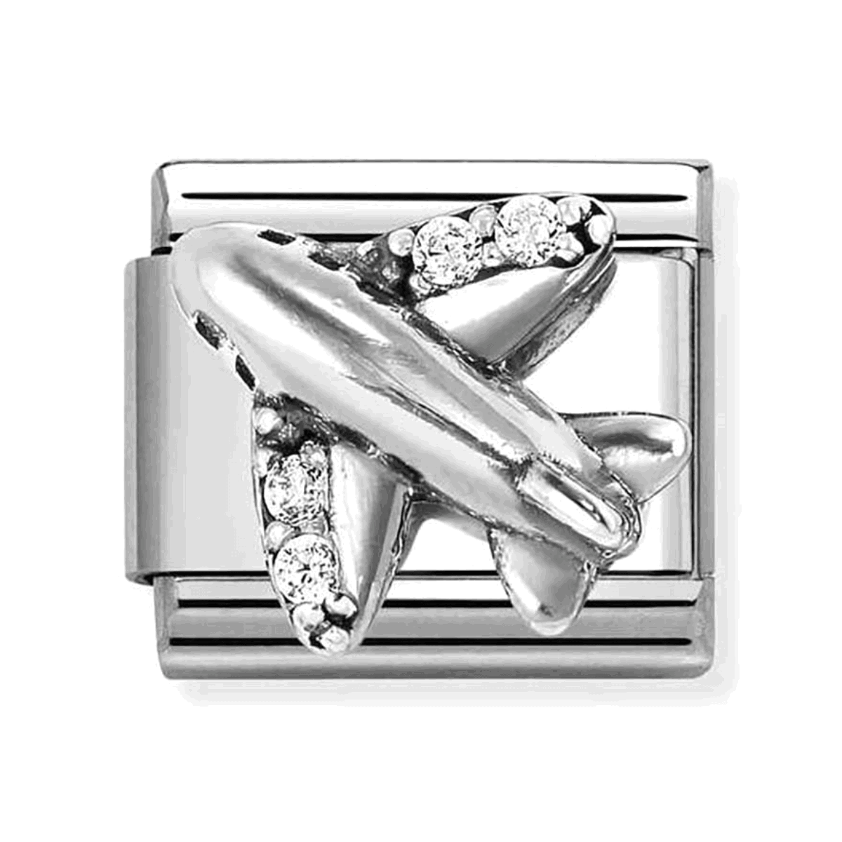 Nomination White Airplane Charm