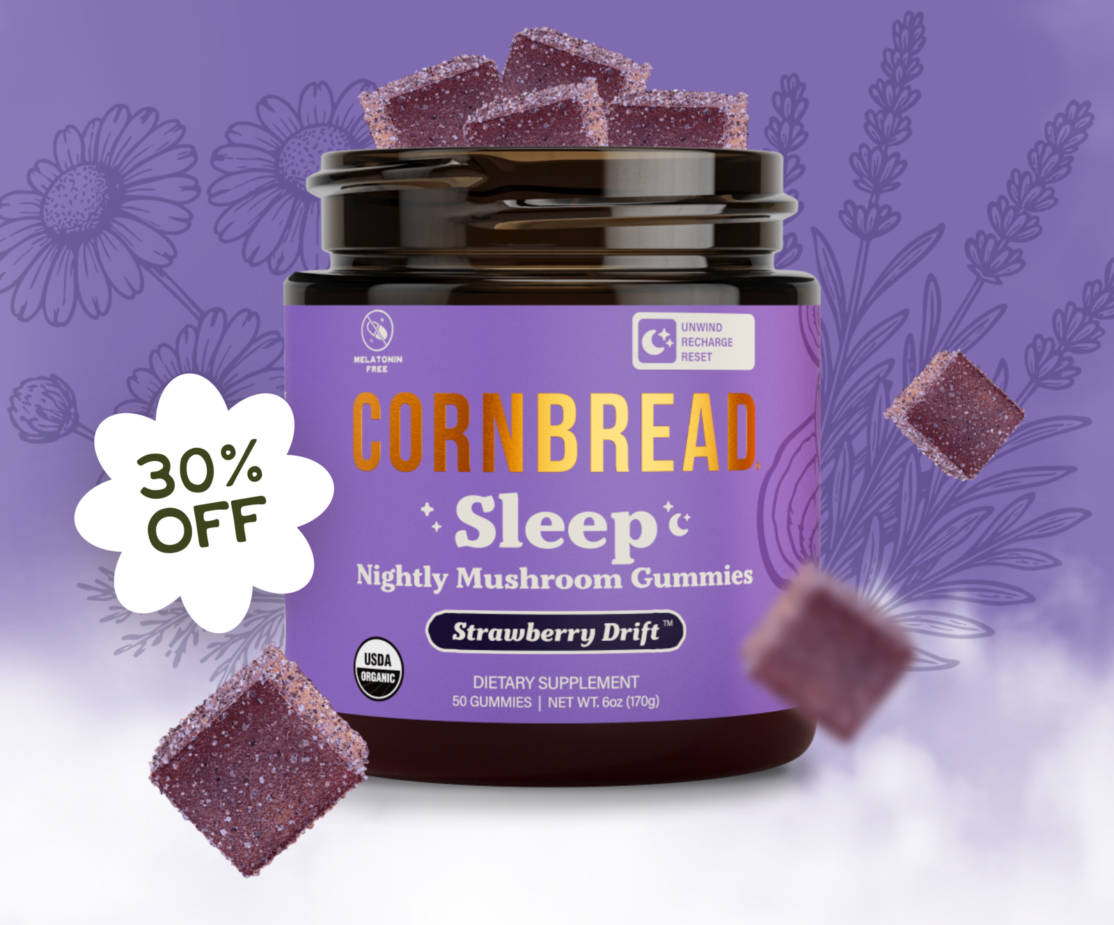 Cornbread Mushroom Sleep Gummies: 30% off
