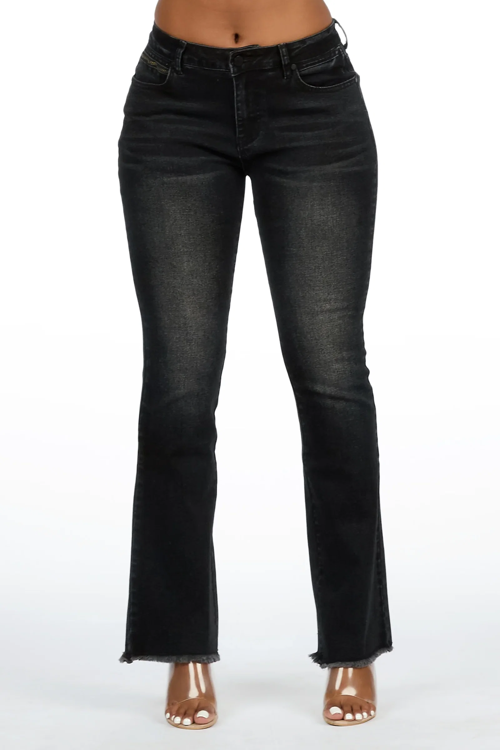 Image of Tiriea Black Low Rise Stretch Bootcut Jean