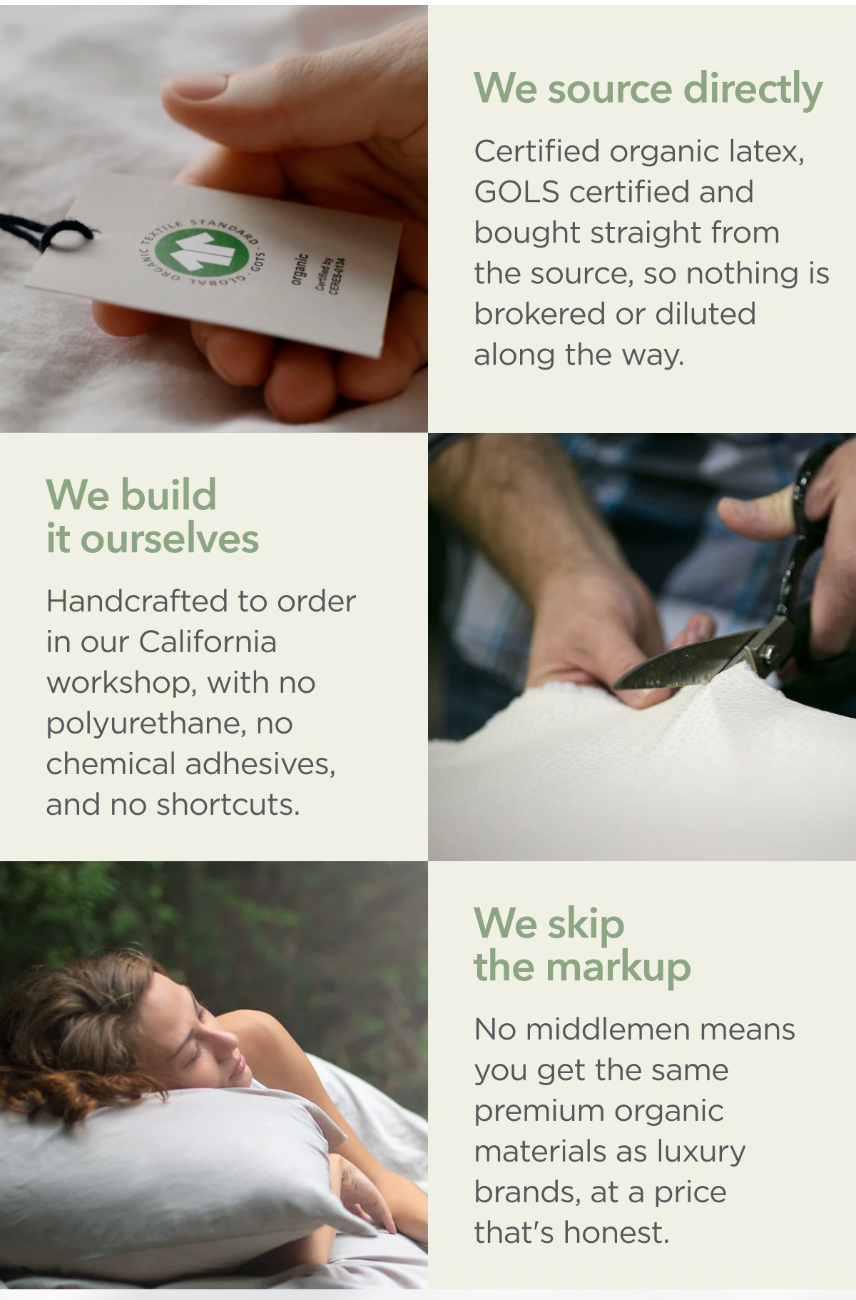 Certified organic latex