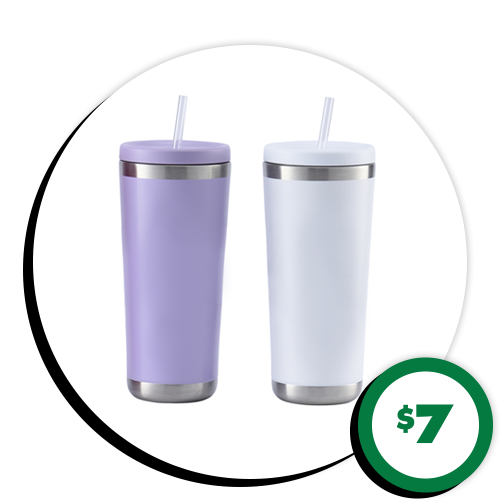 $7 24-oz. Insulated Metal Tumblers With Straws, 1-ct.