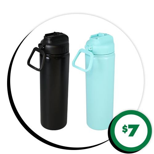 $7 24-oz. Flip Straw Stainless Steel Bottles, 1-ct.