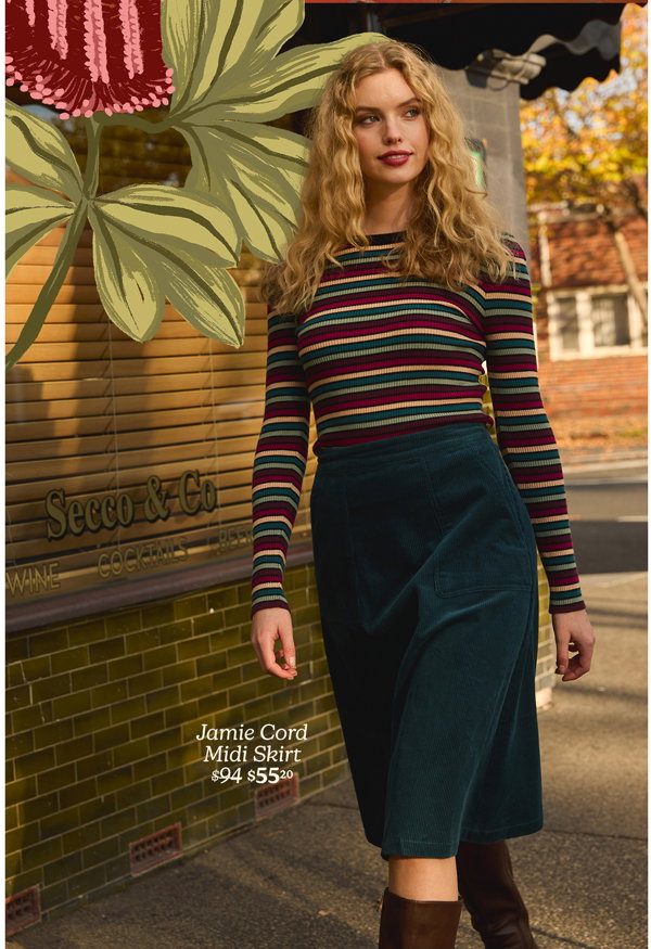 Jamie Cord Midi Skirt was $94 now $55.20