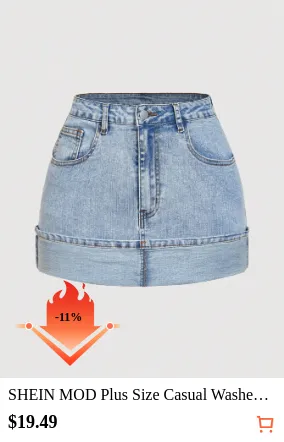 SHEIN MOD Plus Size Casual Washed...