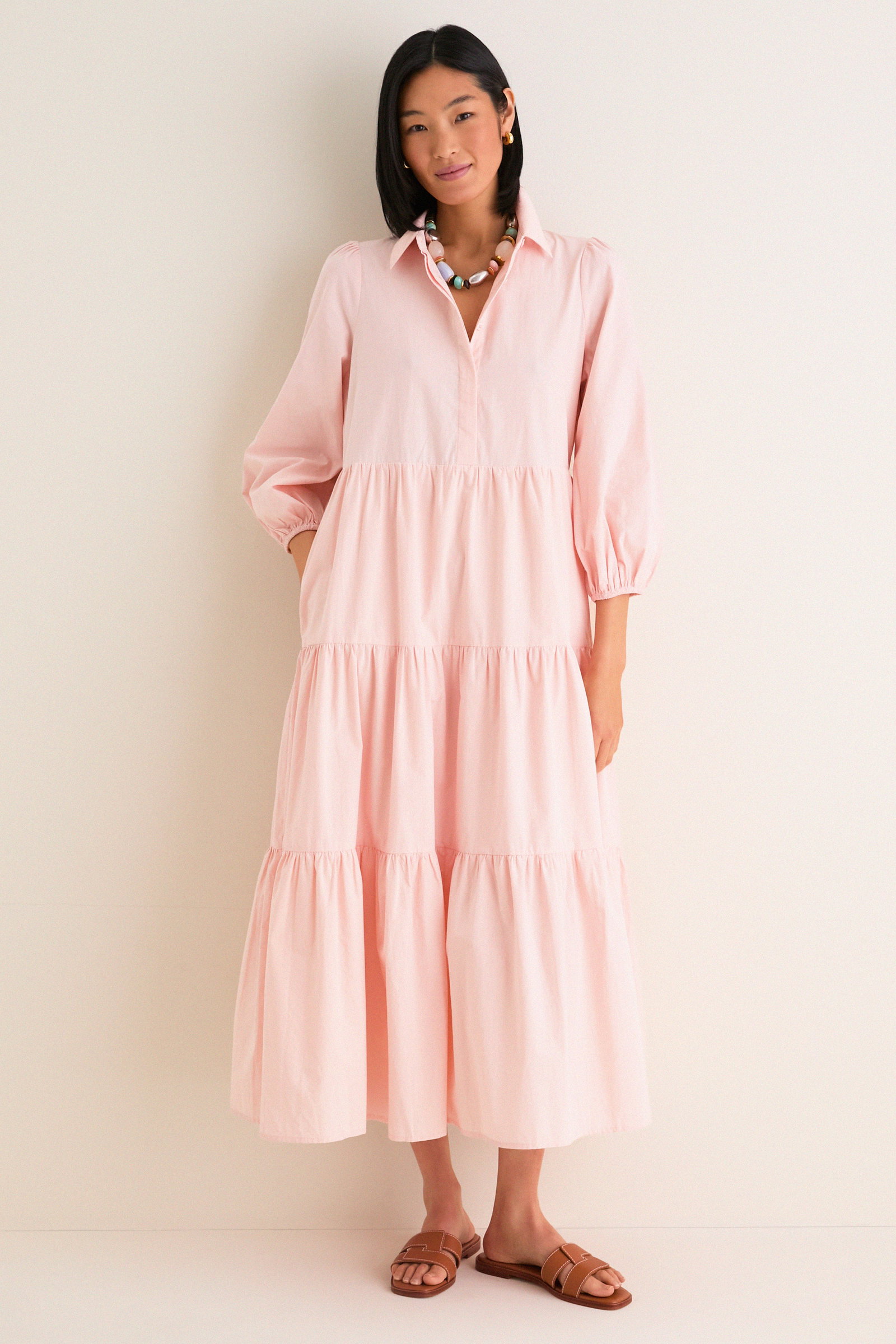 Image of Blush Pink Cotton Mabel Maxi Dress