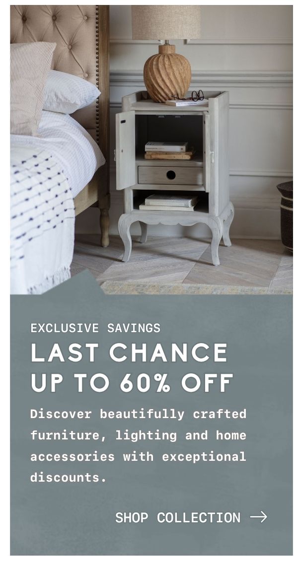 Last Chance Up To 60% Off