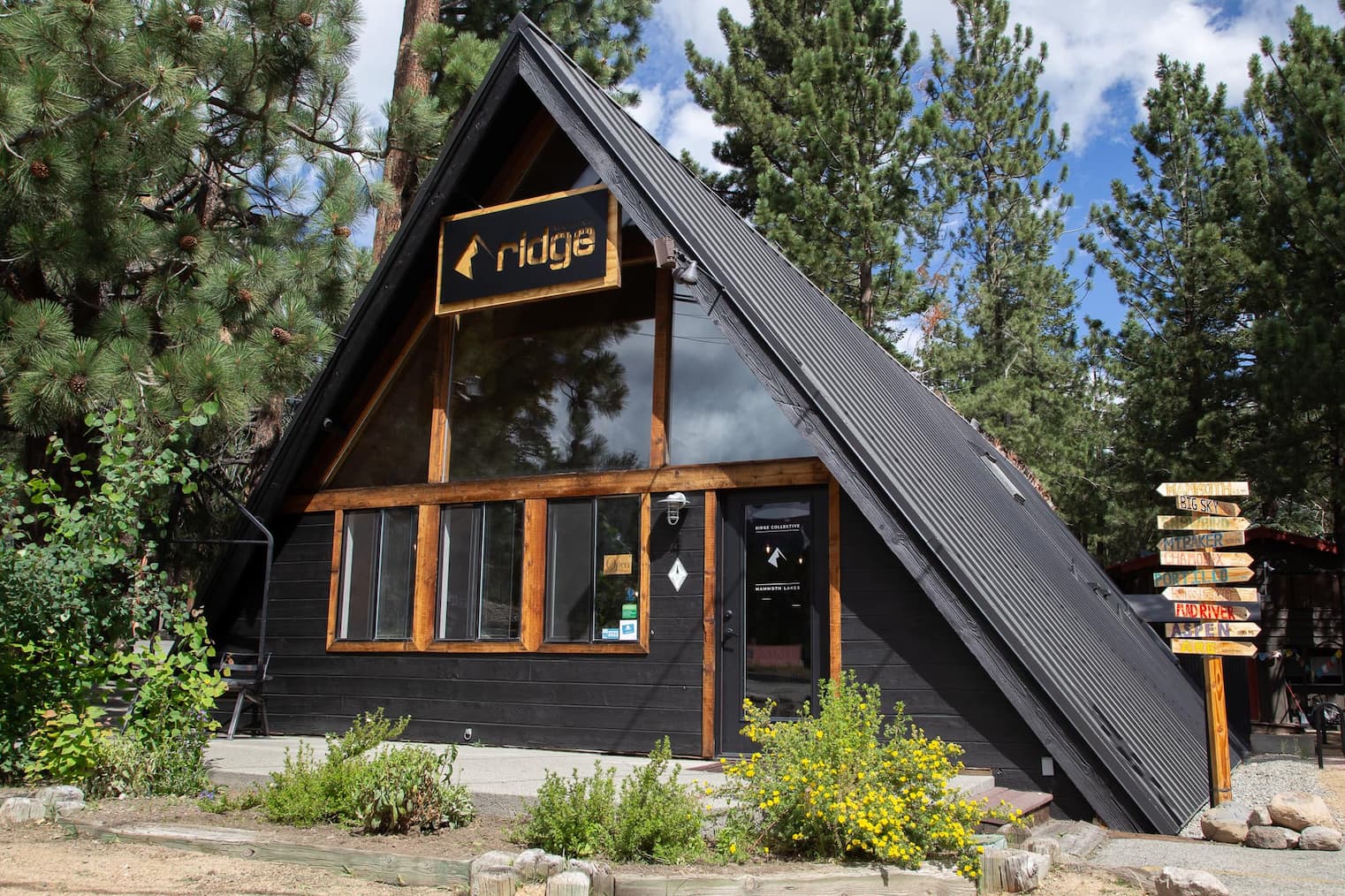 Ridge Merino's A-frame store in Mammoth Lakes, CA