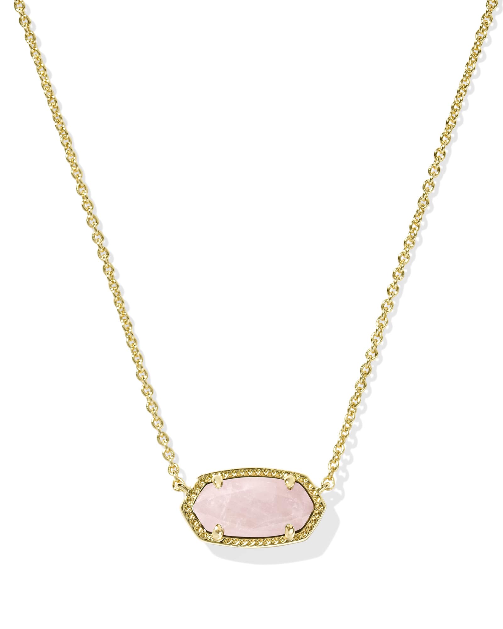 Image of Kendra Scott Elisa Gold Pendant Necklace in Rose | Quartz