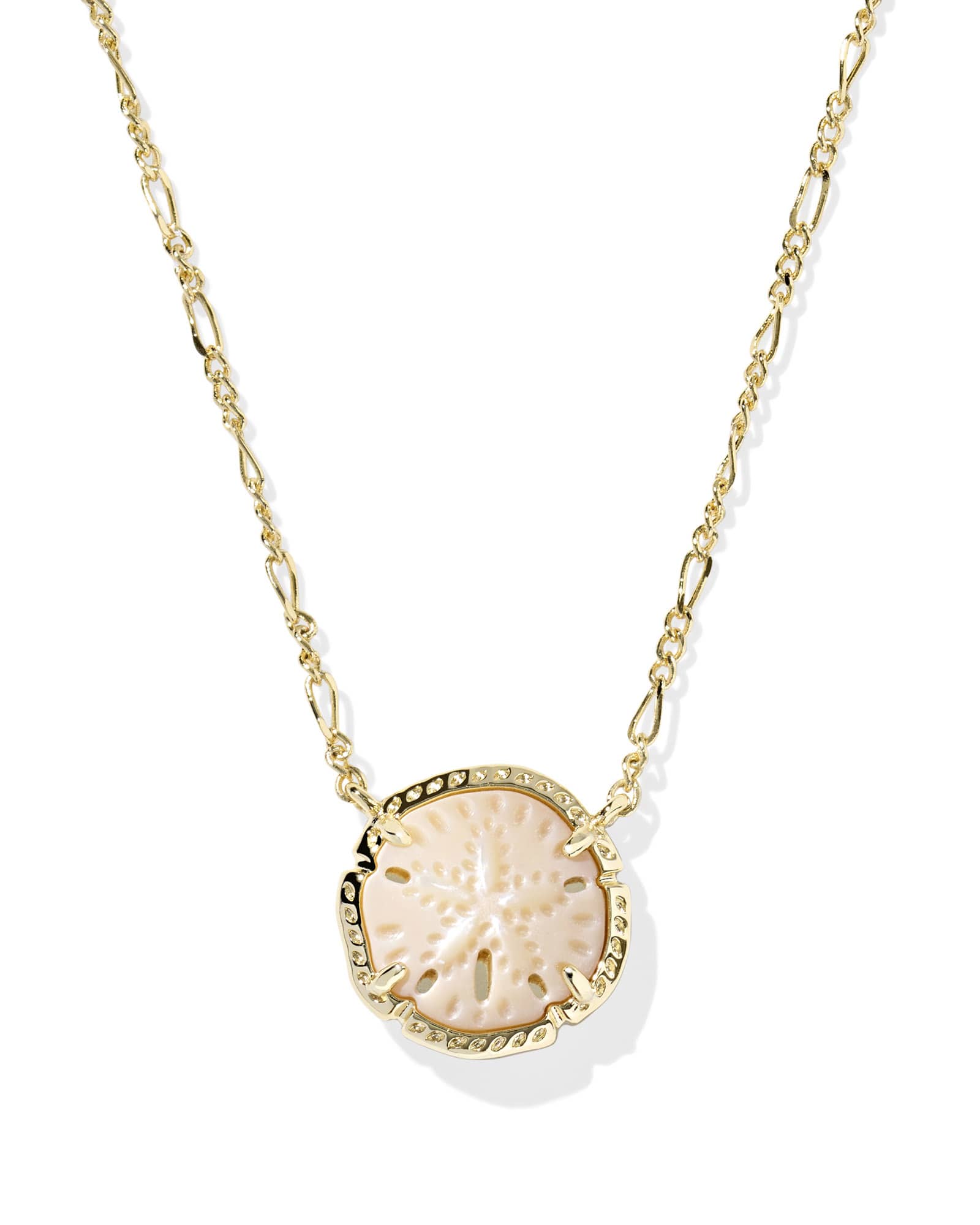 Image of Kendra Scott Sand Dollar Gold Short Pendant Necklace | Mother Of Pearl