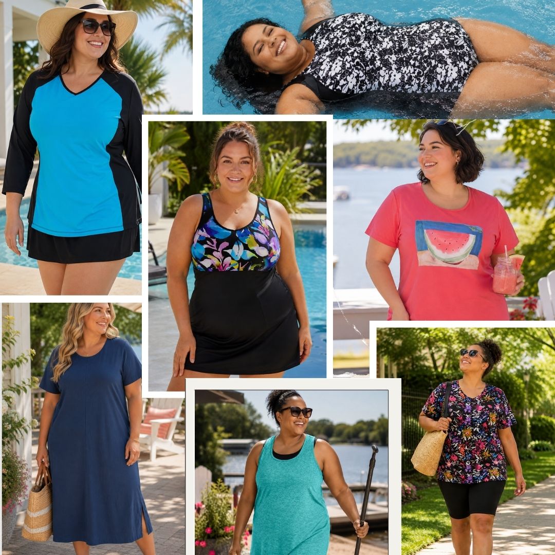 JunoActive Plus Size Women's Clothing Mid Summer Clearance - Up to 60% total savings with additional 20% off sale and clearance items.