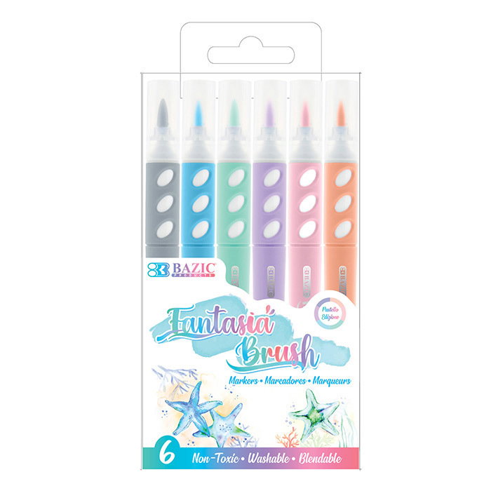 Pastel Brush Markers - Assorted, 6 Pack