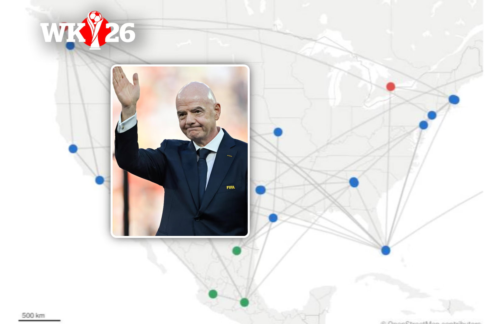 Meer dan twee keer rond de wereld en een uitstoot van 154 man: dit zijn de duizelingwekkende vliegcijfers achter het WK van Gianni Infantino