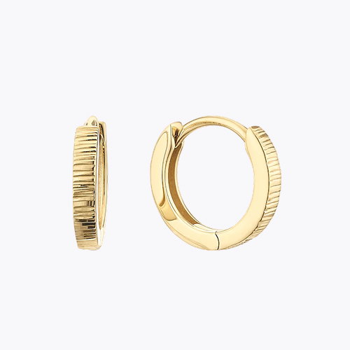 9ct Yellow Gold 8mm Diamond Cut Huggie Earrings