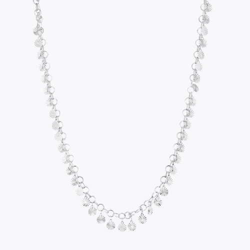 Sterling Silver 18 Diamond Cut Disc Necklace