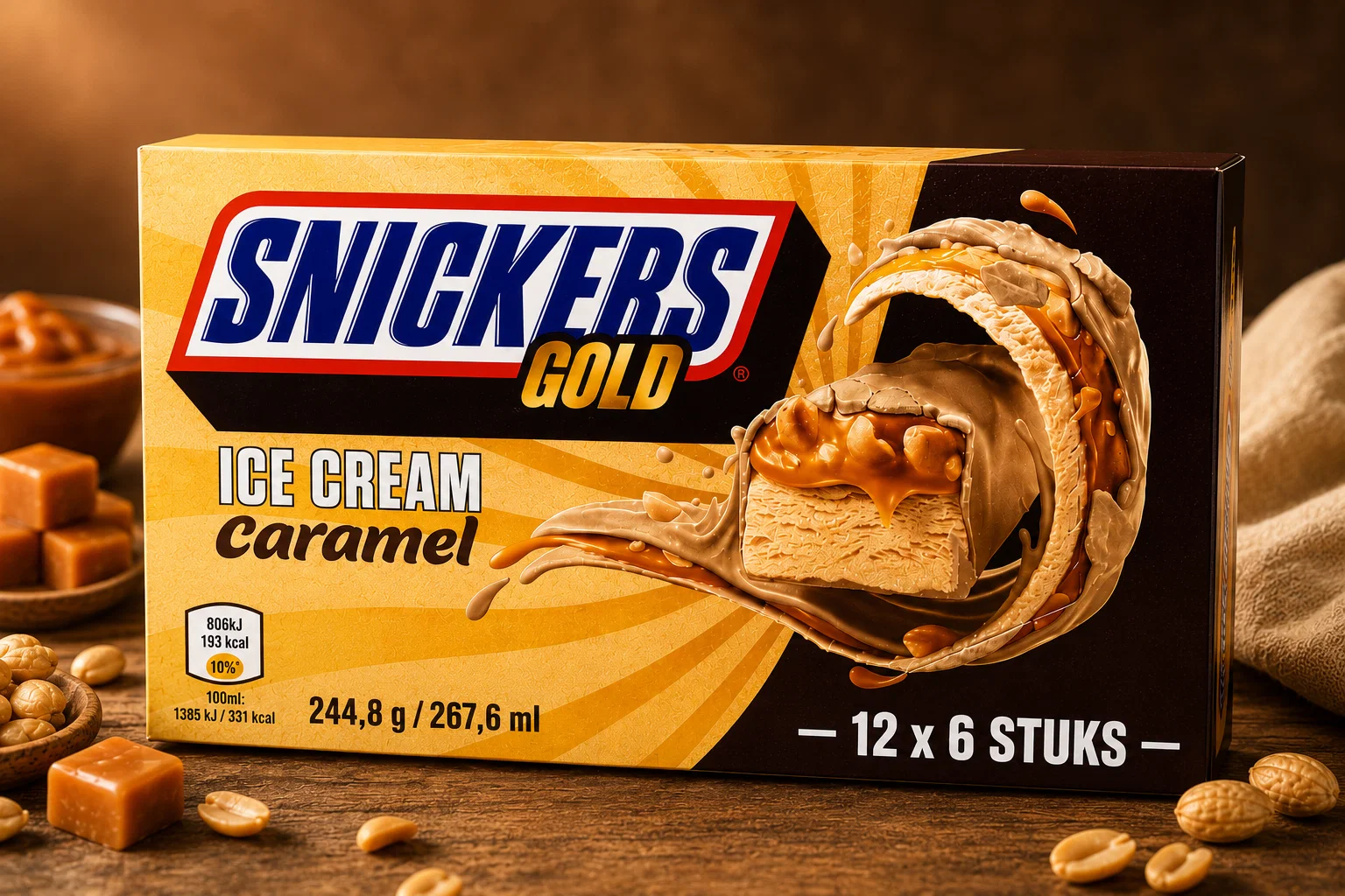 Snickers Gold Ice Cream Caramel 12x6 ijsjes