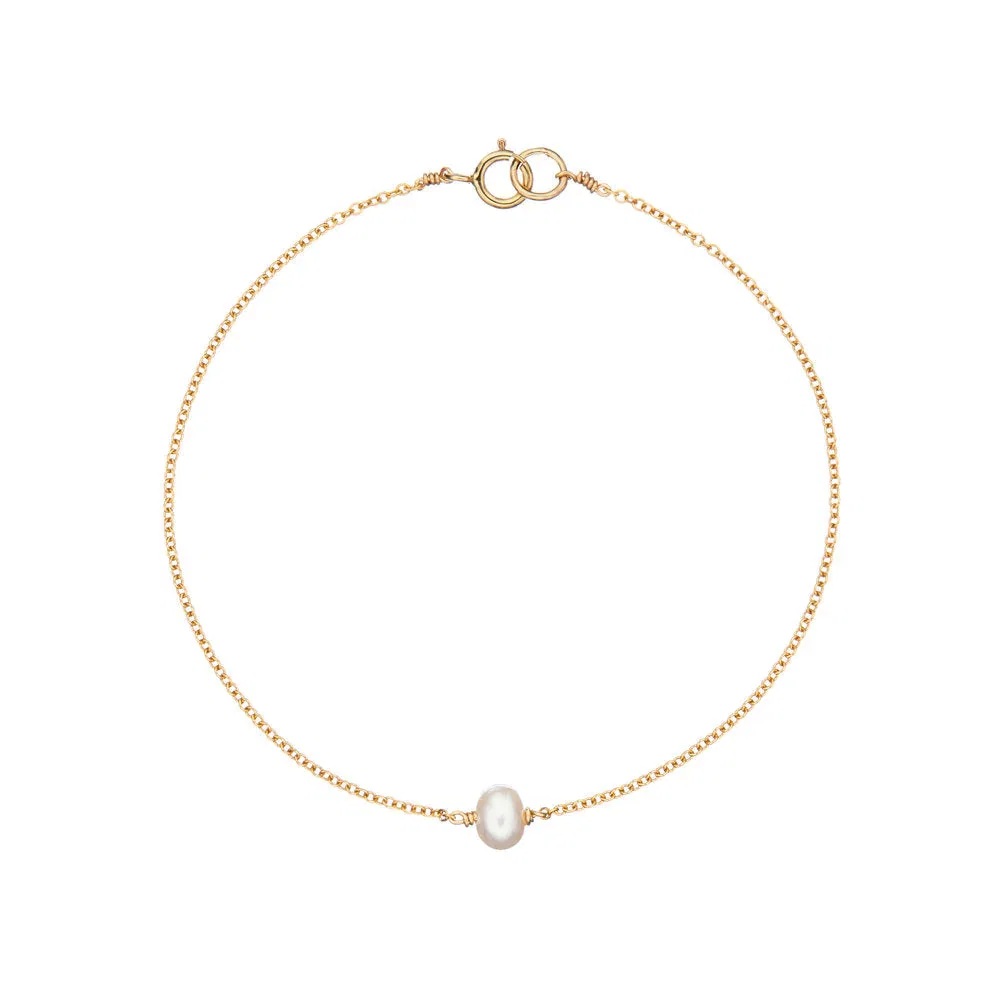 Image of Gold Single Pearl Bracelet