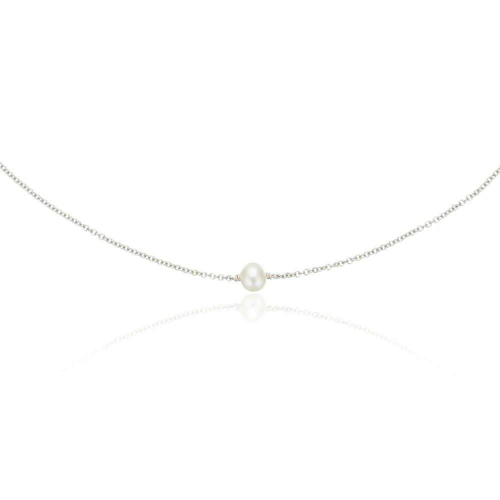 Image of Silver Single Pearl Choker