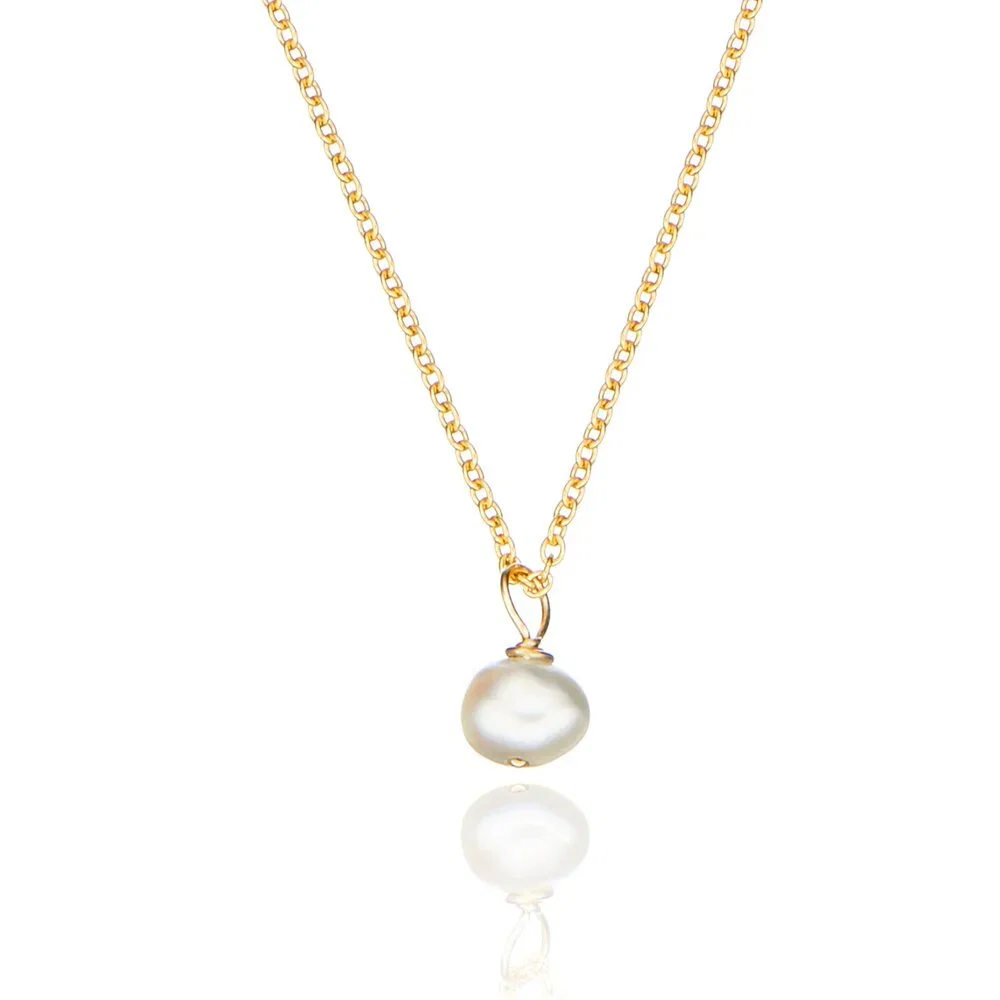 Image of Gold Single Pearl Necklace