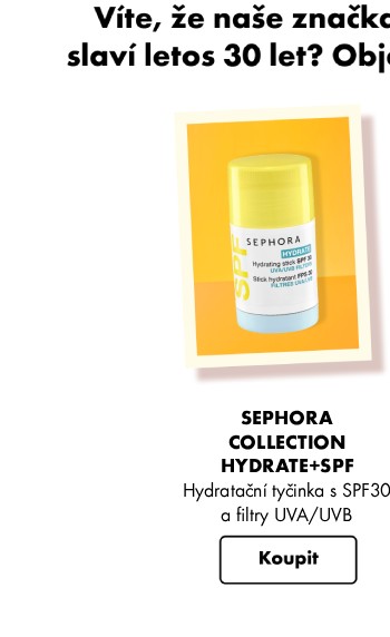 Hydratační tyčinka s SPF30 a filtry UVA/UVB