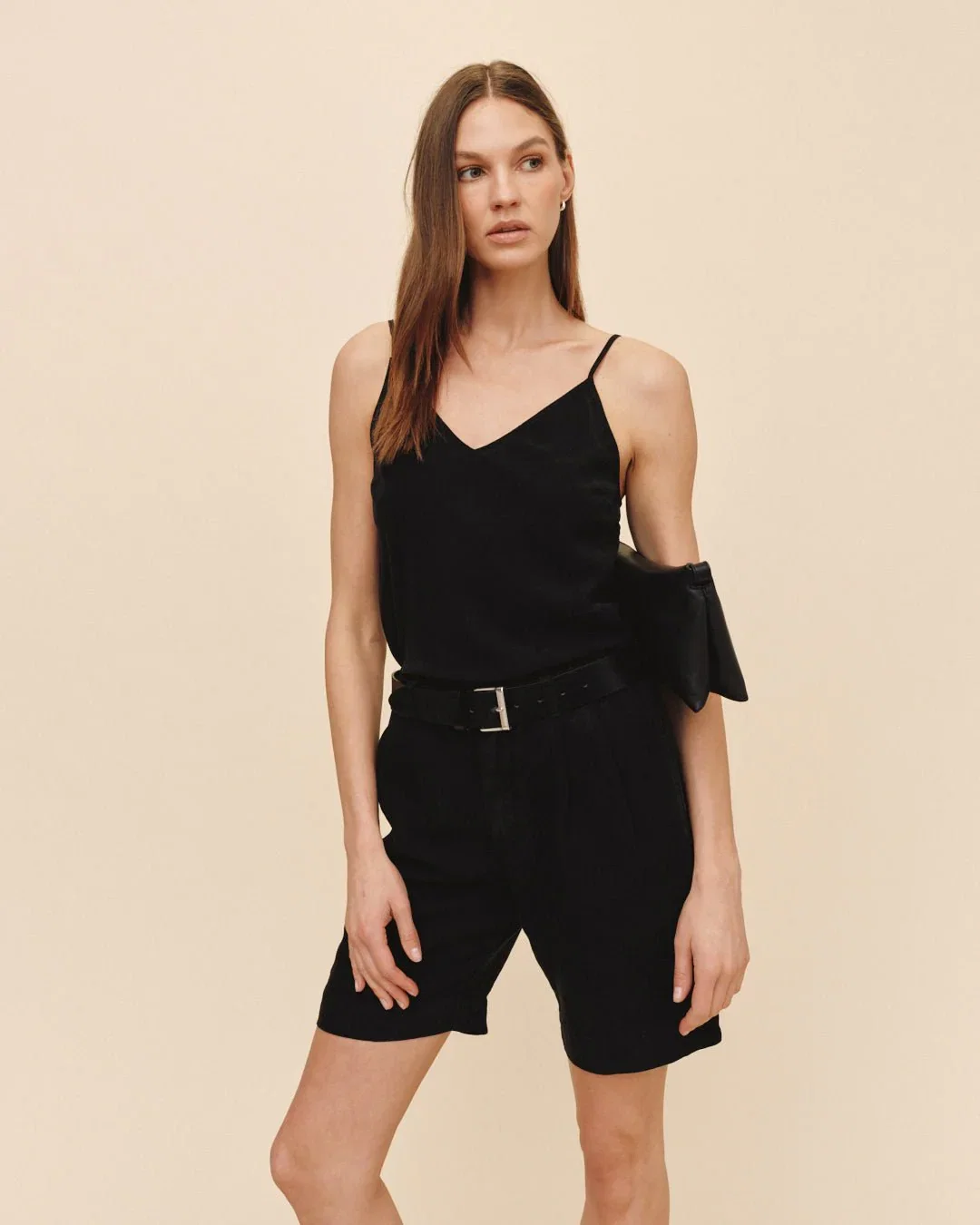 Image of Pleated Bermuda  - Black