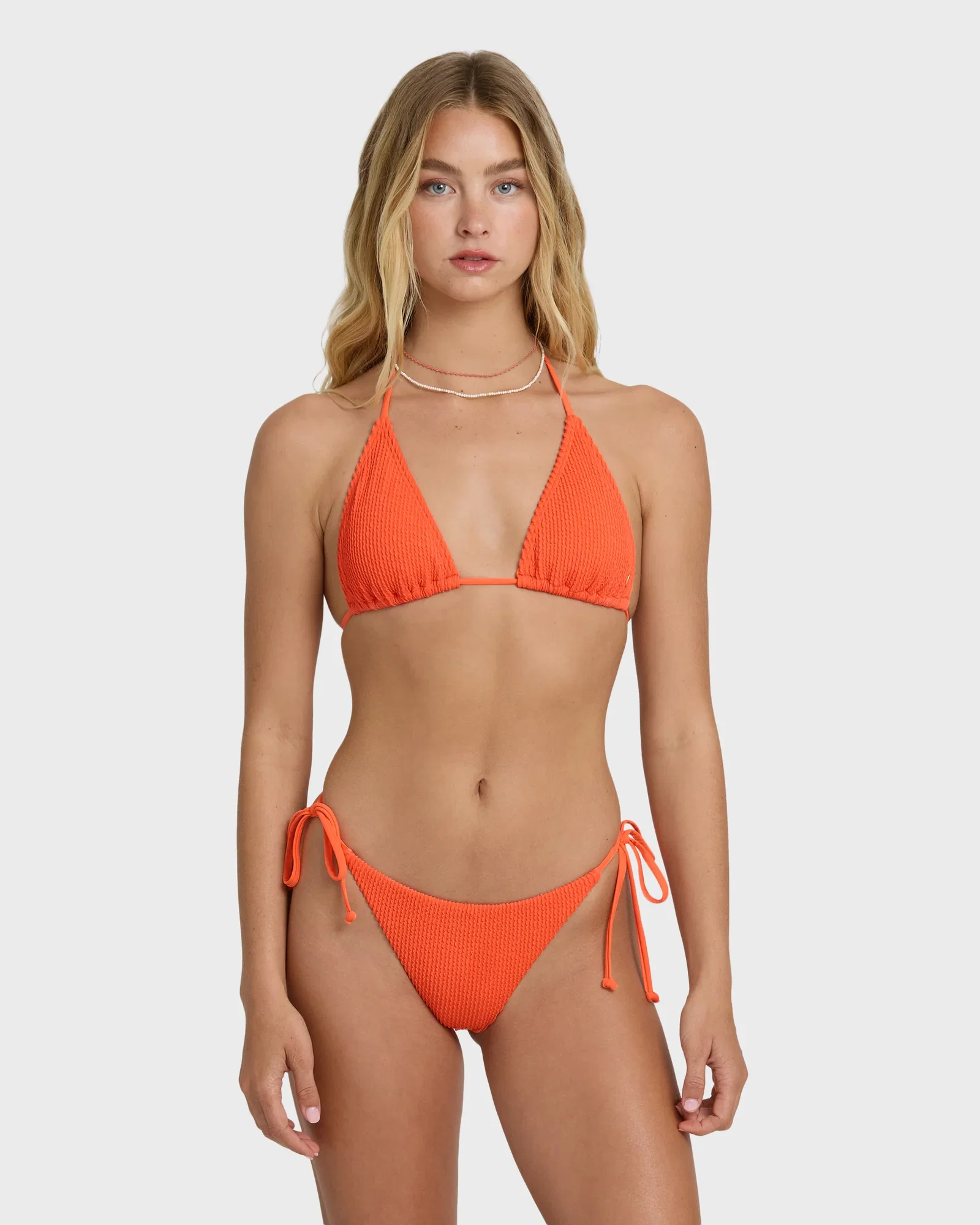Image of Summer High Triangle Bikini Top - Hot Coral