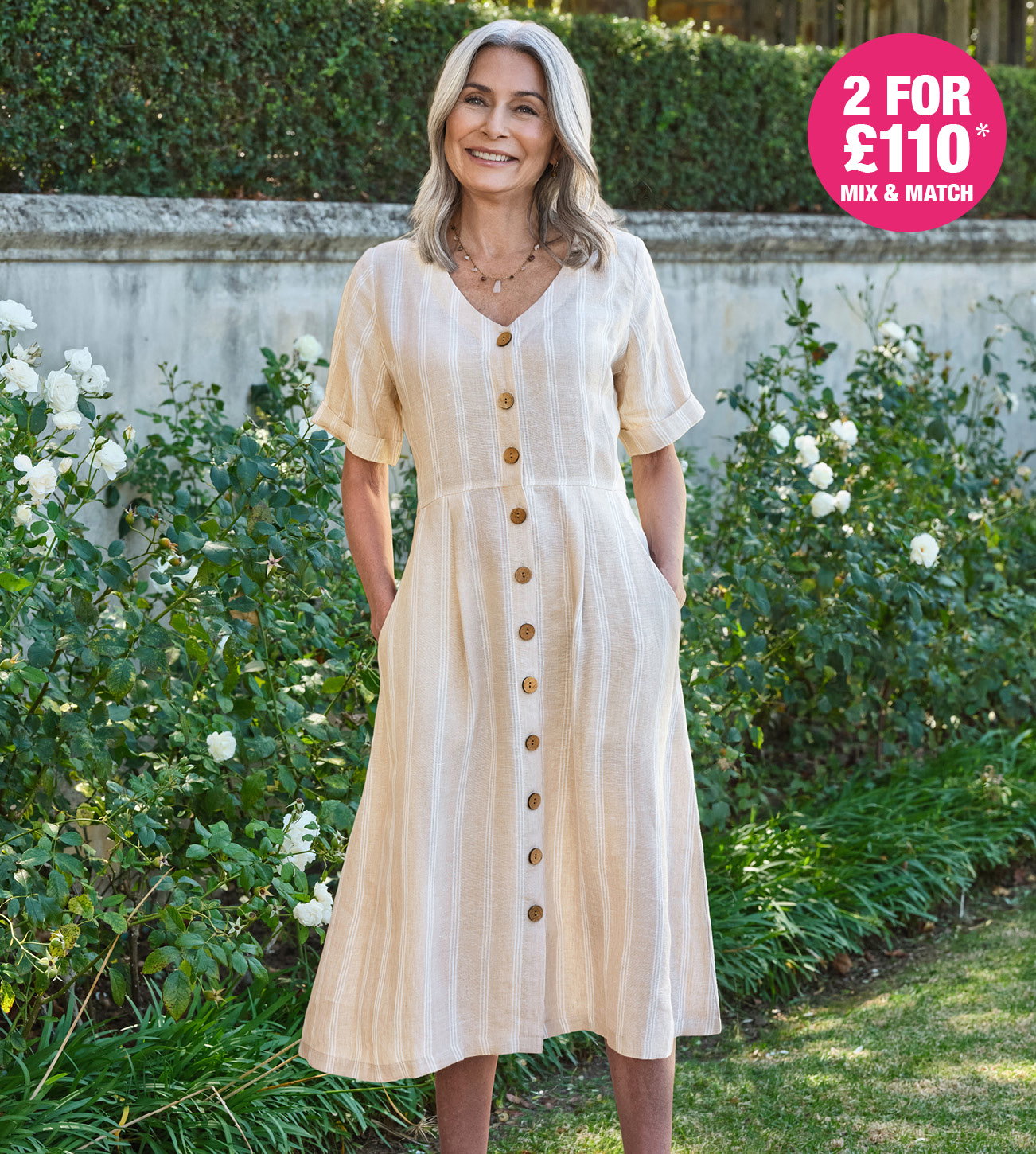 Button Through Linen Dress