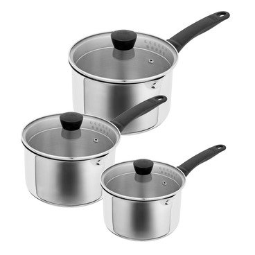 Classic Plus 3pc saucepan set with draining lids