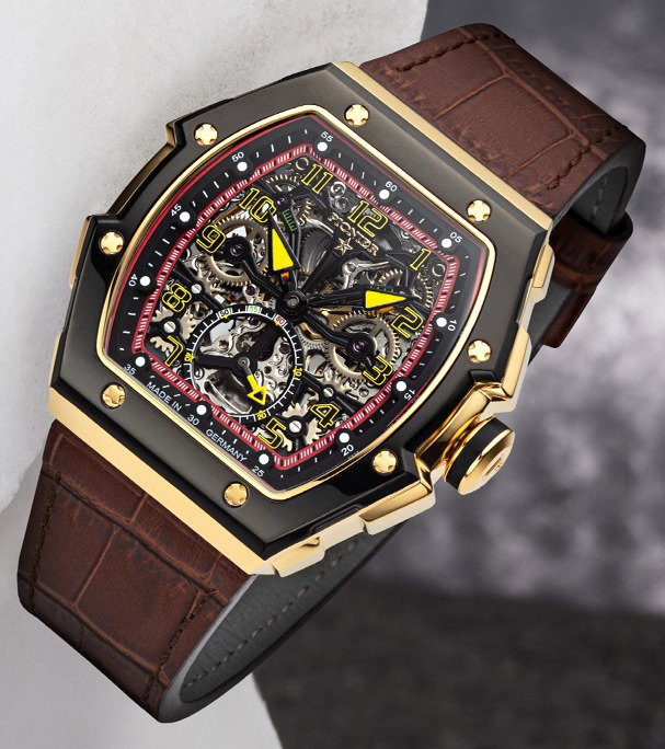 Gold and black automatic watch.
