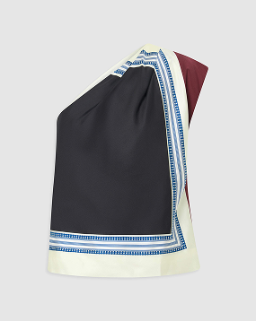 SILK SCARF ONE SHOULDER TOP