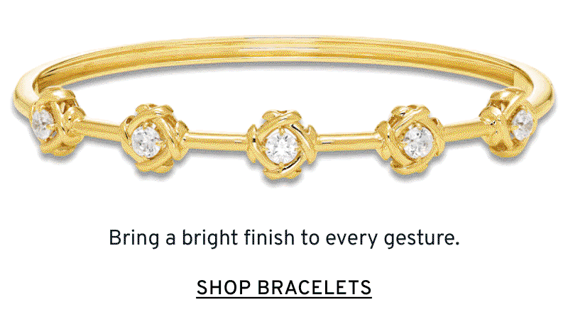 2 rotating frames of gold bracelets. Bring a bright finish to every gesture. Click to Shop Bracelets