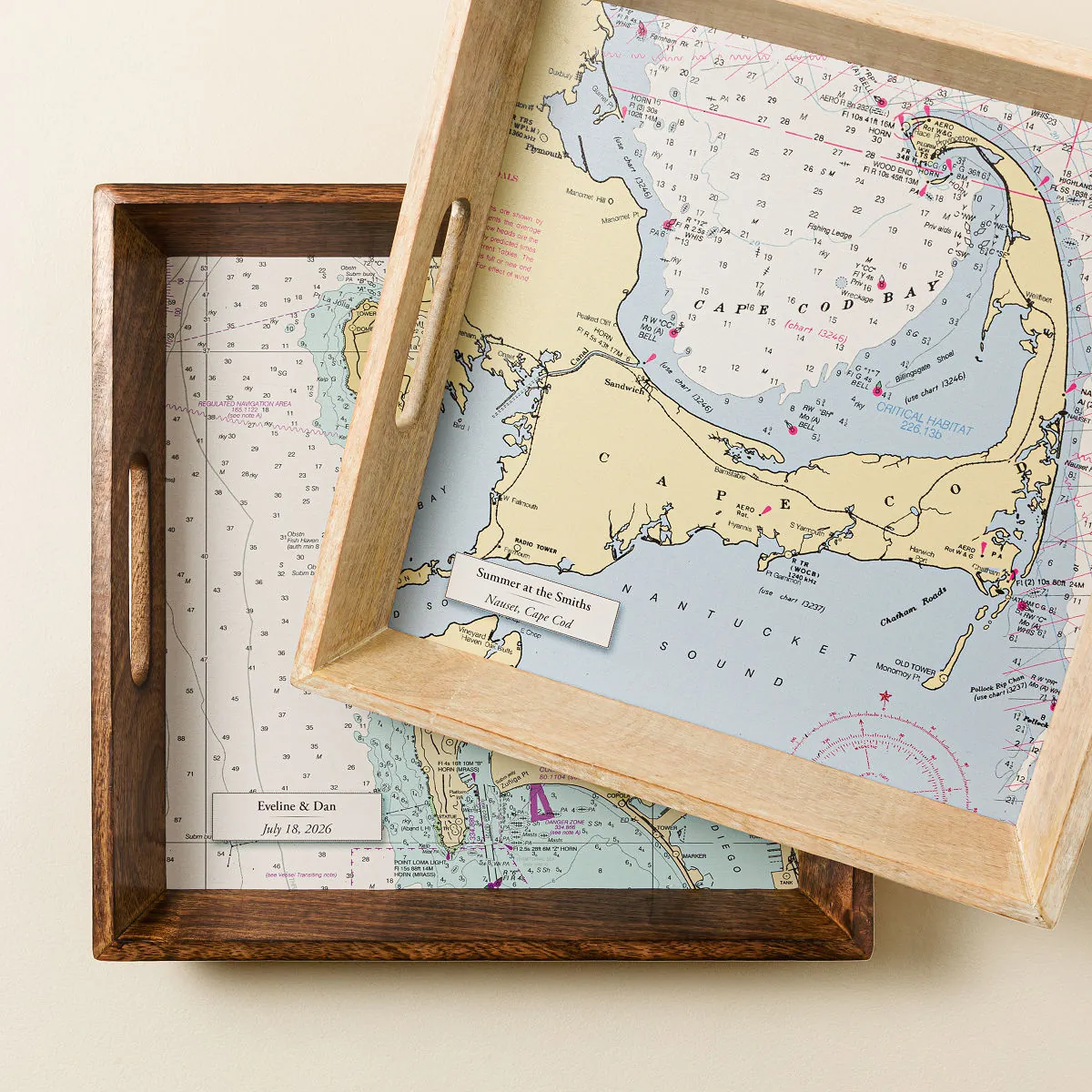 Personalized Nautical Map Serving Tray