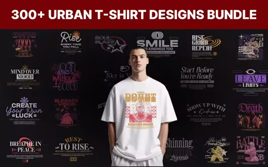 300+ Urban T-Shirt Designs Bundle | Extended License