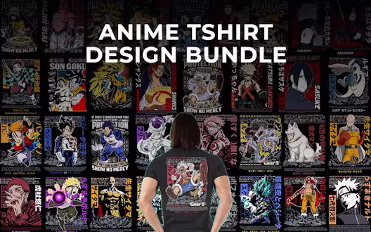 Anime T-shirt Designs Bundle | Extended Commercial License