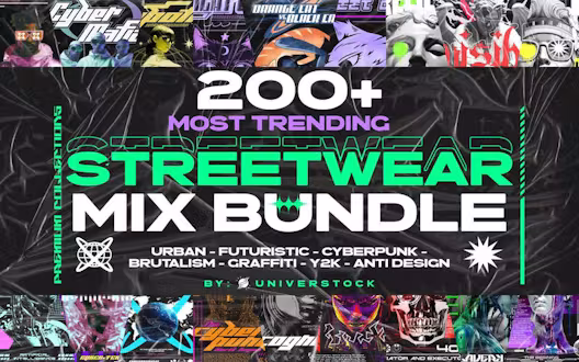 200+ Most Trending Streetwear T-shirt Designs Bundle | Extended License