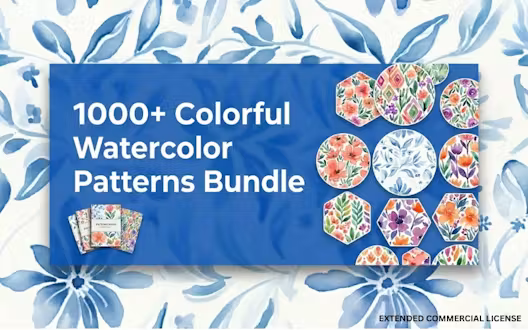 1000+ Colorful Watercolor Patterns Bundle | Extended Commercial License