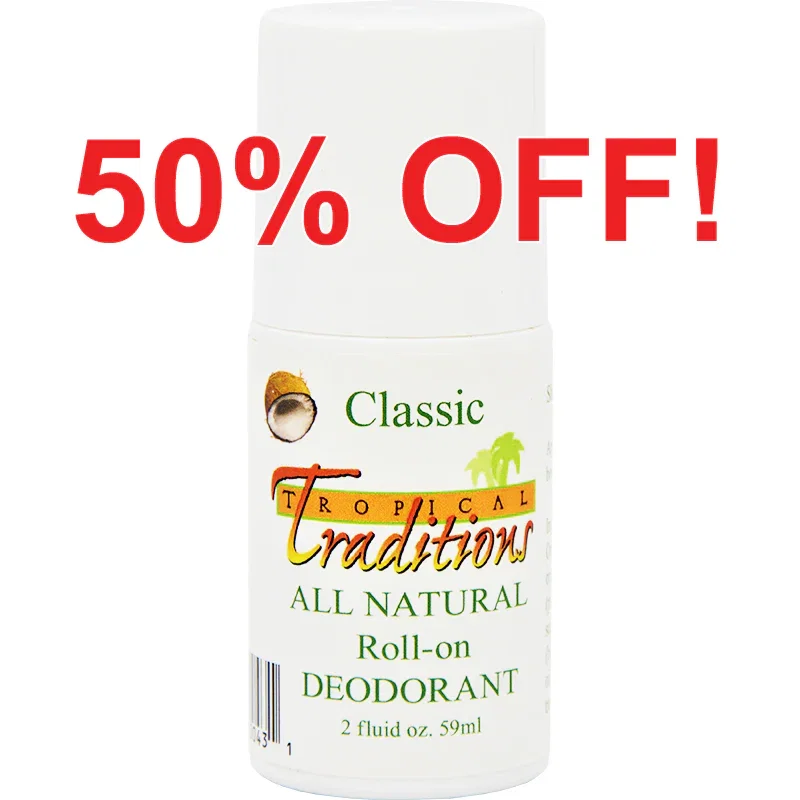 Image of Aluminum-Free Virgin Coconut Oil Deodorant Roll-on - Classic - 2 oz.