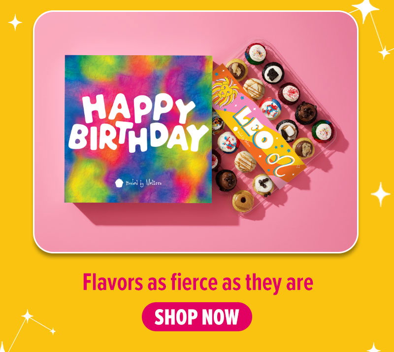 Flavors as fierce as they are! Shop our happy birthday gift box cupcake 25-pack with Zodiac cupcakes.
