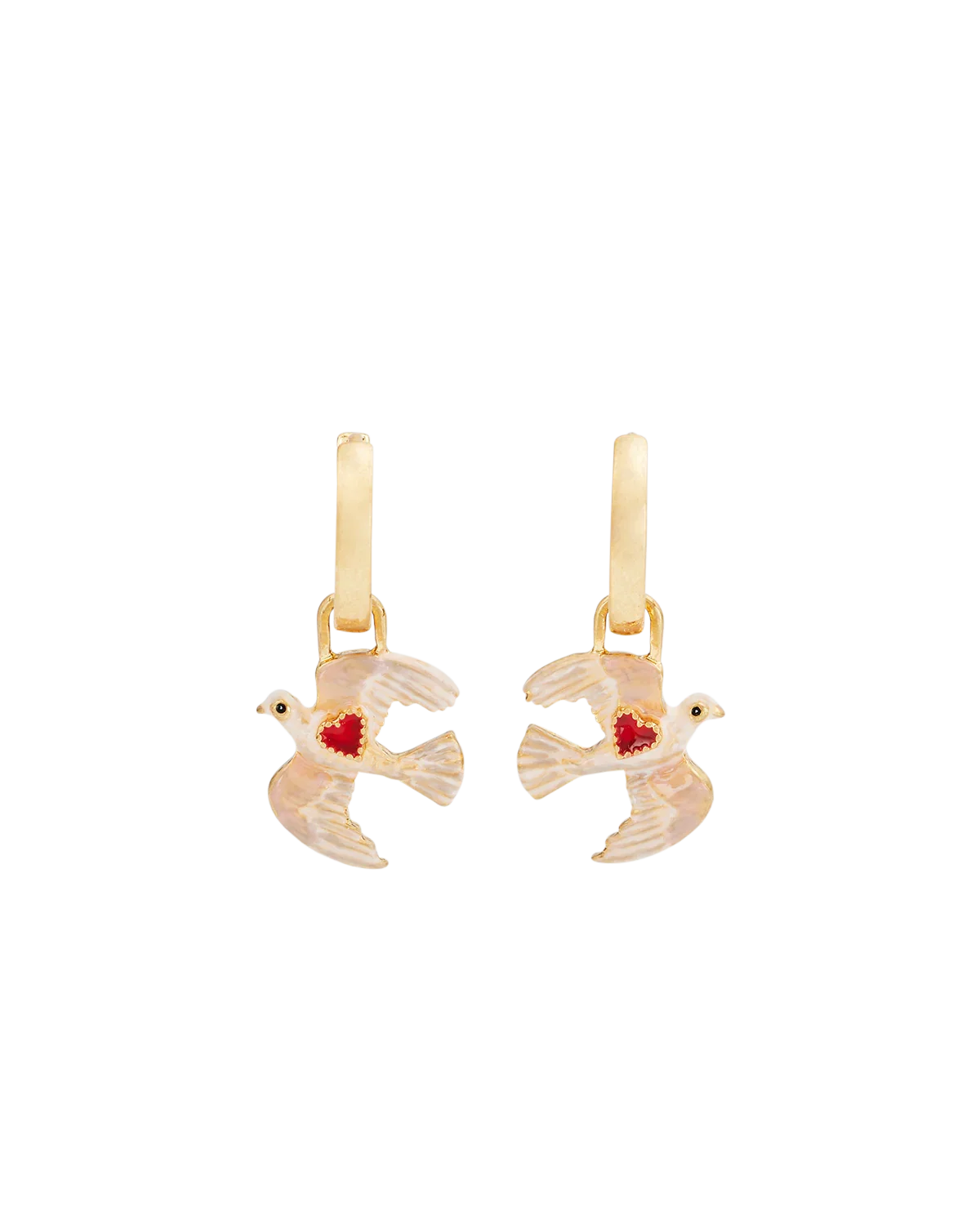 Image of Gold Love Dove Huggie Earrings